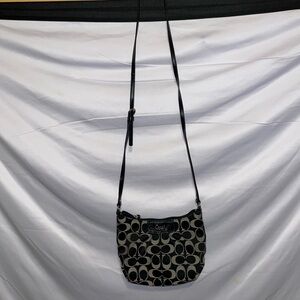 Y2K Coach Black and Khaki Signature Crossbody Bag